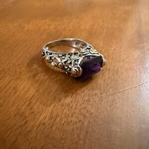 Vintage Purple Gold & Silver toned Ring